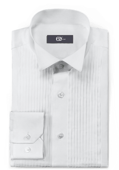 Premium White poplin cotton wing tip Pleated Black Tie Shirt