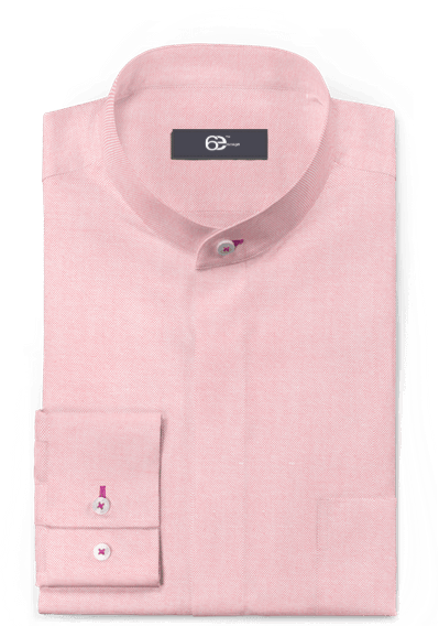 Light Pink oxford mao collar Shirt with hidden buttons