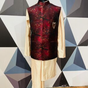 Maroon Printed Classic Nehru Jacket