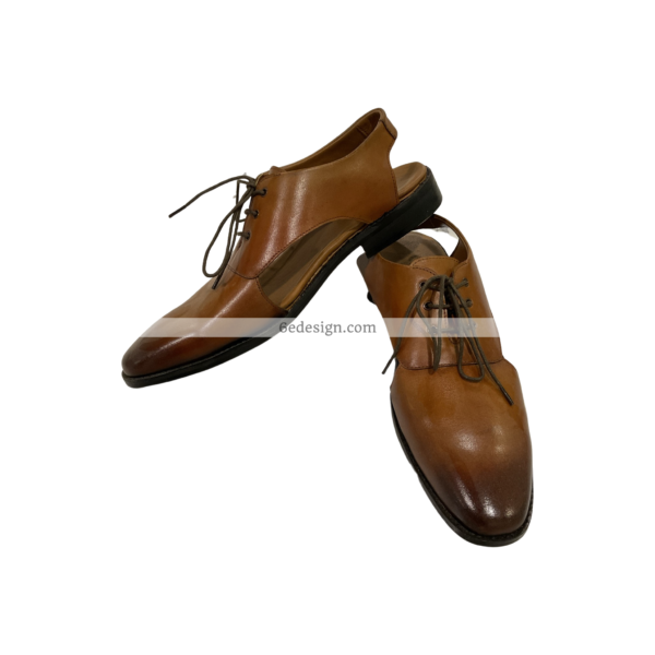 Brown Leather Double Shaded Shoes