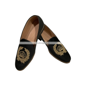 Black Velvet With Golden Zardosi Embroidery Loafers