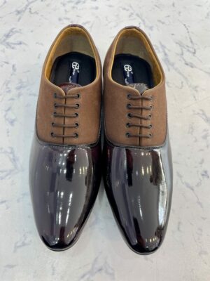 Brown Glossy Suede Shoes For Men