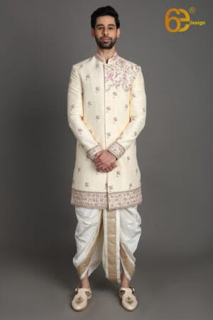 Rich Creme Sherwani Set