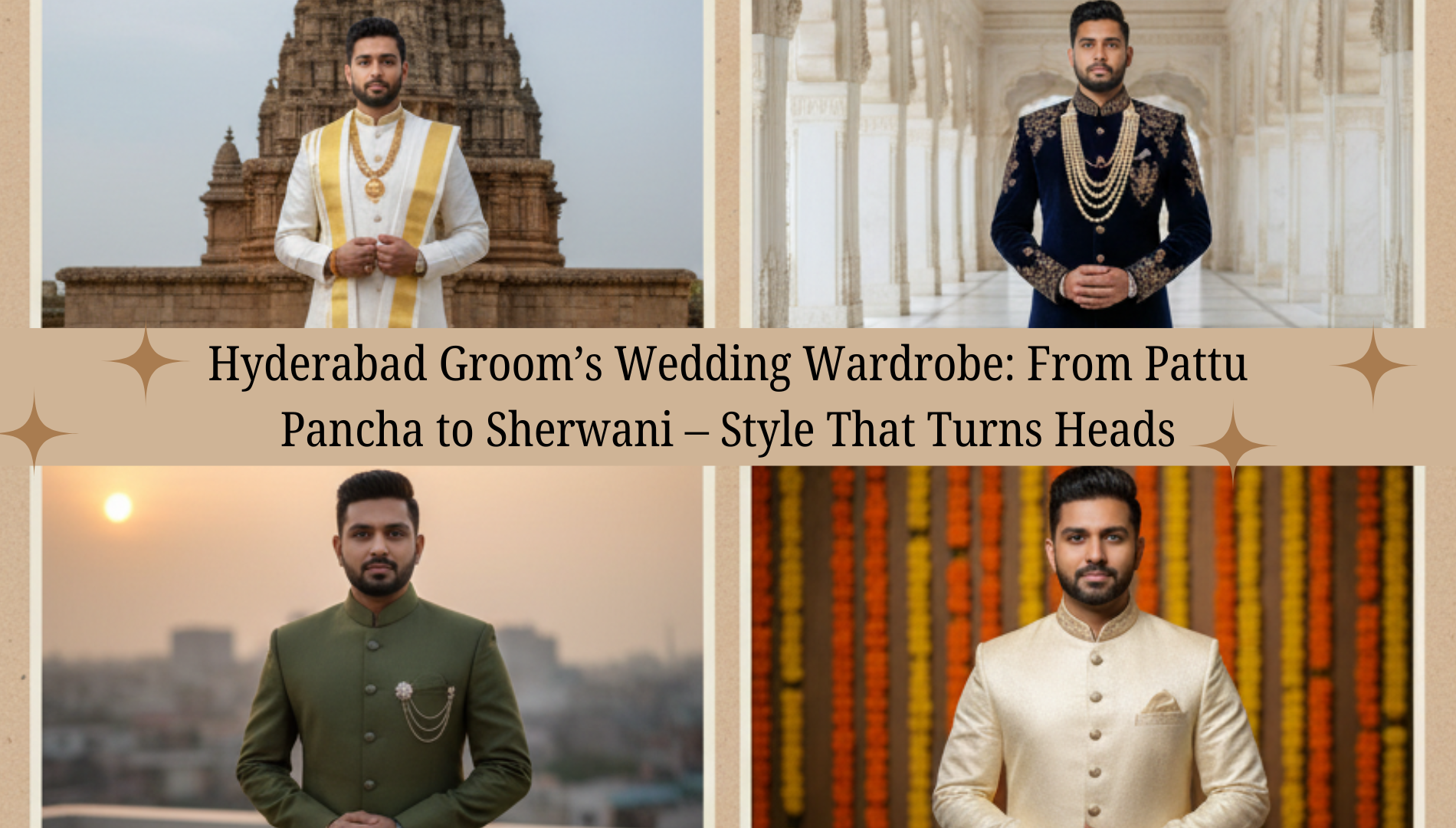 Hyderabad Groom’s Wedding Wardrobe: From Pattu Pancha to Sherwani – Style That Turns Heads