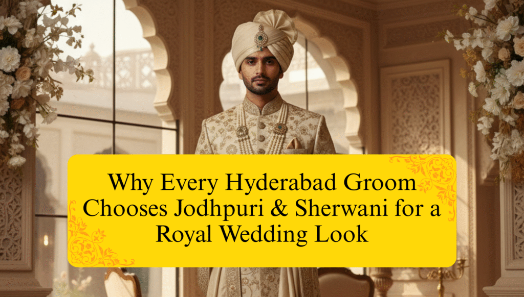 Why Every Hyderabad Groom Chooses Jodhpuri & Sherwani for a Royal Wedding Look 5 Why Every Hyderabad Groom Chooses Jodhpuri & Sherwani for a Royal Wedding Look