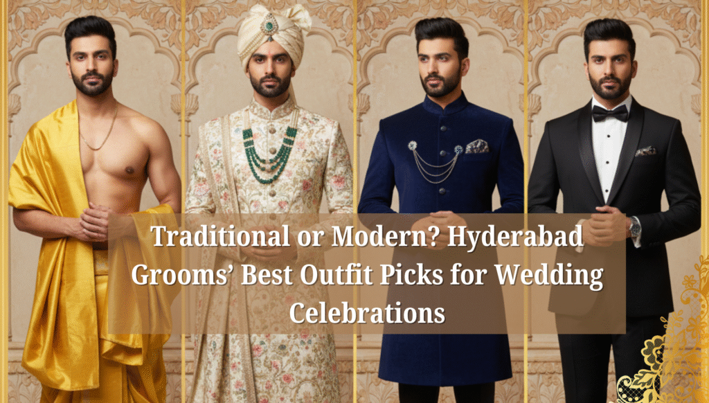 Traditional or Modern? Hyderabad Grooms’ Best Outfit Picks for Wedding Celebrations 2 Traditional or Modern? Hyderabad Grooms’ Best Outfit Picks for Wedding Celebrations