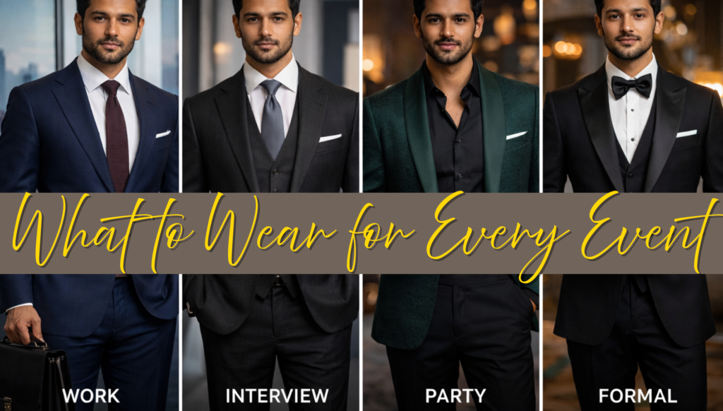 Suit Styles by Occasion: What to Wear for Every Event 2 Custom Made Suits for grooms and mens in hyderabad at 6e design