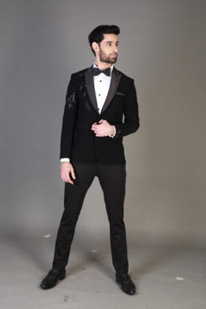 Black Tuxedo with Shoulder Work | Men's Formal Wear