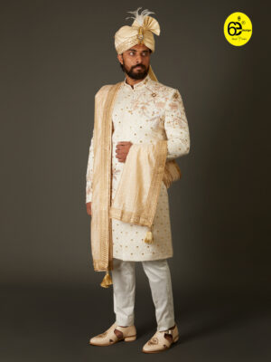 Ivory Cream Wedding Sherwani