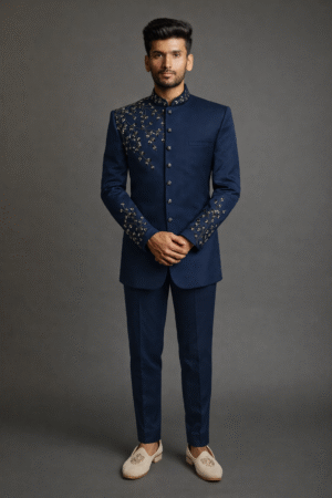 Bandhgala with Shoulder & Sleeve Hand Embroidery