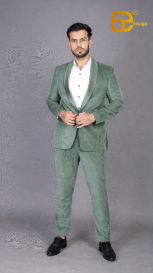 Pista Green Velvet Suit for Men | Elegant Formal Wear