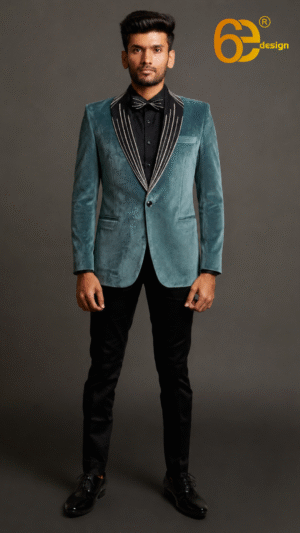 Turquoise velvet suit men