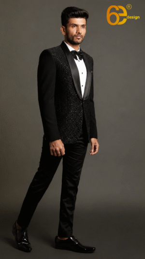 Black Suit with Hand Embroidery Detailing | Men's Formal Wear