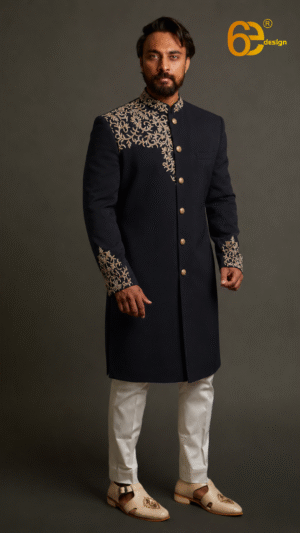 Space Blue Indo Western with Hand Embroidery