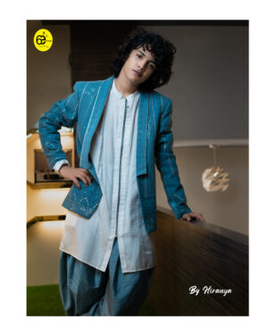 Lucknowi Open Jacket with Zipper Kurta & Patiala Set