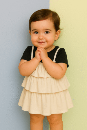 Round Neck T-Shirt Long Frock Set for Girls