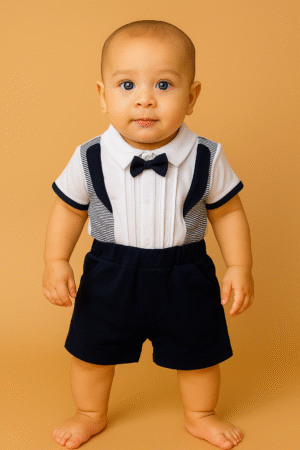 Attached Jacket Style Shirt with Shorts & Bow Tie