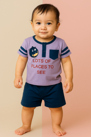 Fancy Printed T-Shirt & Shorts Set – Stylish Kids Casual Outfit