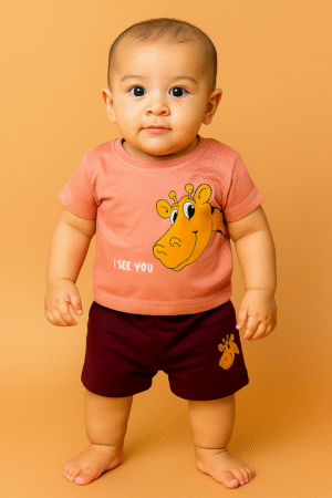 Giraffe Print T-Shirt & Shorts Set – Cute Kids’ Casual Outfit