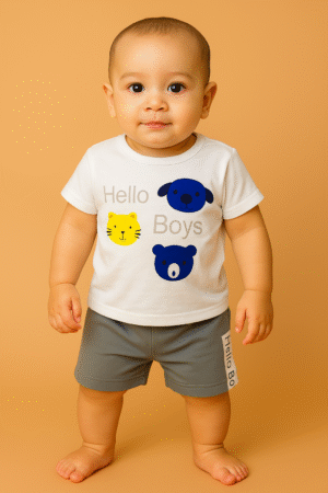 Hello Boy T-Shirt & Shorts Set – Cute Baby & Kids Cotton Outfit