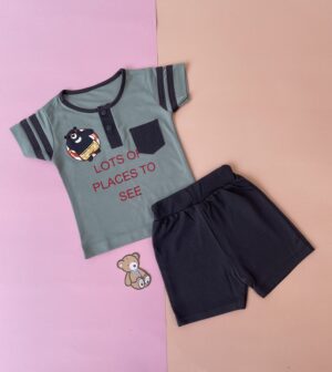 Fancy Printed T-Shirt & Shorts Set – Stylish Kids Casual Outfit