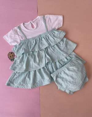 Round Neck T-Shirt Long Frock Set for Girls